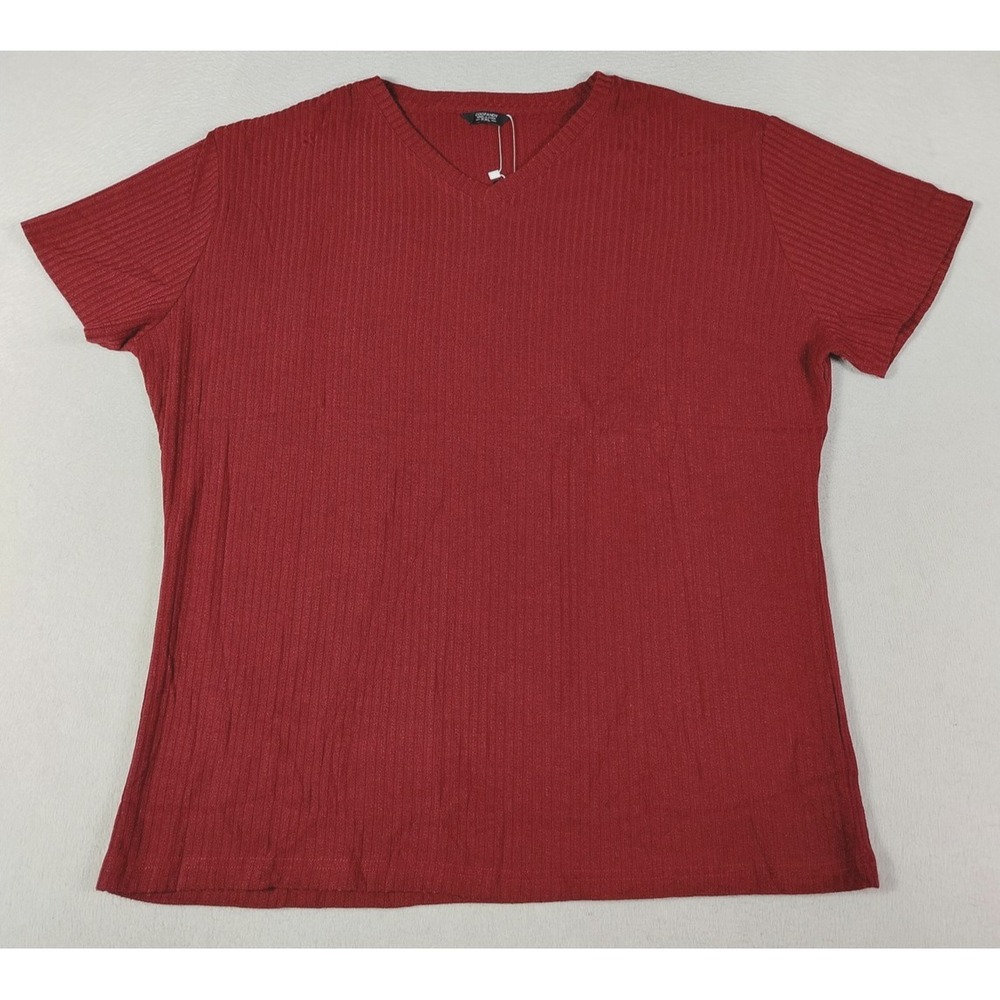 Coofandy Sweater Mens 2XL Red Short Sleeve V Neck Stretch Knit Basic Casual